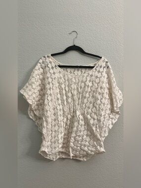The Addison Story Ivory Textured Lace Dolman Top L